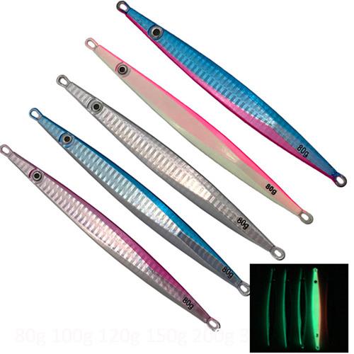 Fast Sinking 80g 100g 150g 200g 300g 400g Lead vertical metal jig luminous glow slow pitch jigging fish saltwater fishing lures