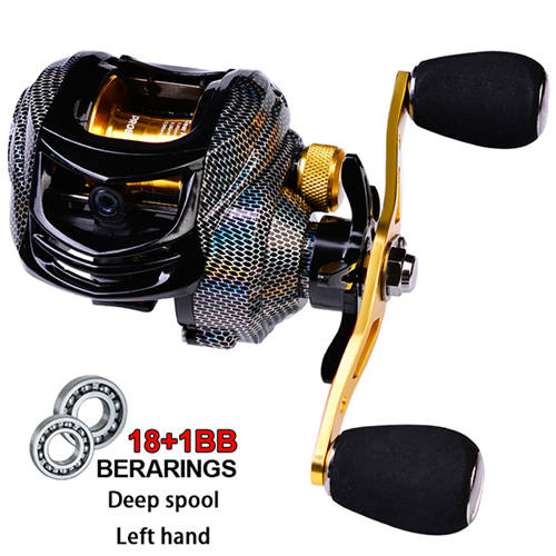 10kg Max Drag Magnetic Brake Baitcast Reel 18+1BB 7.2:1 Gear Ratio Shallow  Deep Line Spool Metal Spool Fishing Reel