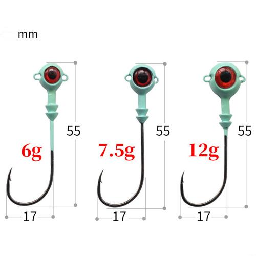 6g 7.5g 12g 夜光大眼长柄铅头钩 带血槽钩亮片翘嘴鲈鱼鳜鱼钩