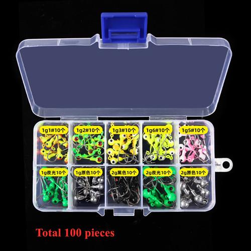 50pcs 55pcs 100pcs Lead Jig Head Fishhook Soft Lure WormCarp Fishing Tackle Kit