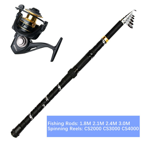 YIBAO Portable Rock Spinning Fishing Rod and Reel Combos TCF002
