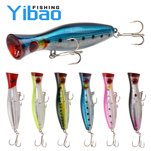 Wholesale 125mm 40g Topwater Popper Lure Floating 3D Fish Eyes Hard  Artificial Big Game Fishing Lure Plastic Fishing Tackle