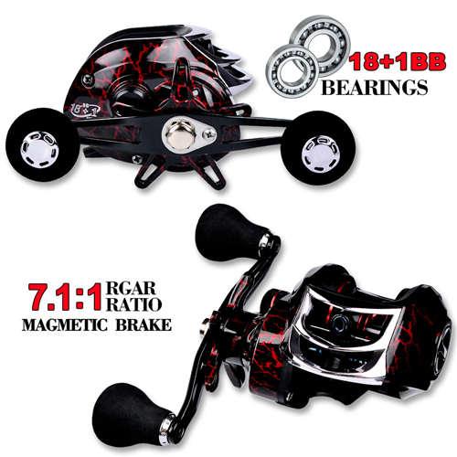 YIBAO 18+1BB Red Baitcaster Fishing Reels DW121